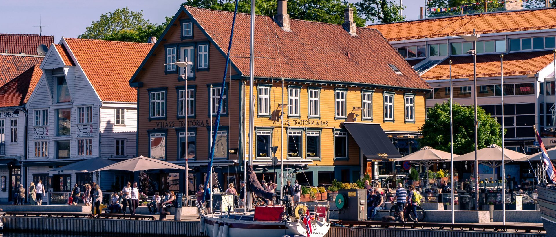 Norway - Pier - locals and foreigners enjoying a sunny day